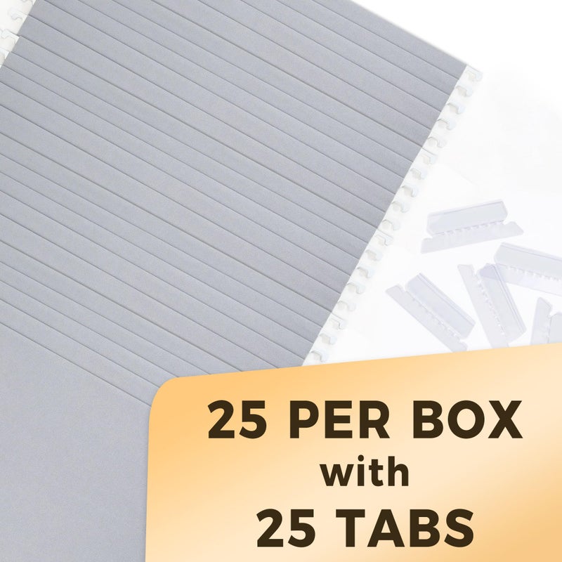 ساني مجلدات ملفات معلقة من SUNEE، رمادية اللون، عبوة من 25 مجلدًا بحجم الرسائل مع علامات تبويب مقطوعة بمقدار 1/5، حافظ على تنظيم ملفاتك ومستنداتك الكبيرة في المنزل والمكتب. - Image 4